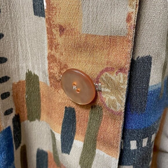 Vintage Toni Garment Jacket Small 80s Print Retro Blazer Rayon Brown - Picture 10 of 12